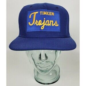 Vtg Timken Trojans Snapback Baseball Cap New Era Pro Model Dupont Visor‎ USA M-L